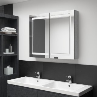 Szafka łazienkowa z lustrem i LED, szarość betonu, 80x12x68 cm Lumarko!
