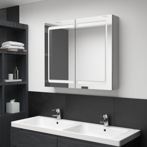 Szafka łazienkowa z lustrem i LED, szarość betonu, 80x12x68 cm Lumarko!