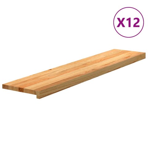 Stopnie schodowe, 12 szt. brązowe 120x30x2cm lite drewno dębowe Lumarko!