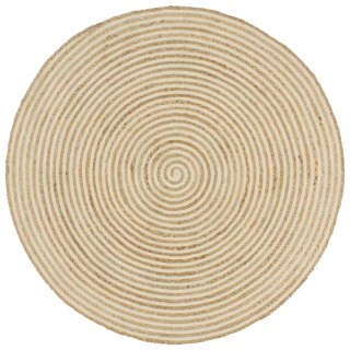  Dywanik ręcznie wykonany z juty, spiralny wzór, biały, 90 cm Lumarko!