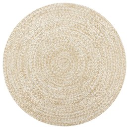  Ręcznie wykonany dywan, juta, biały i naturalny, 120 cm Lumarko!