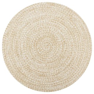  Ręcznie wykonany dywanik, juta, biały i naturalny, 90 cm Lumarko!