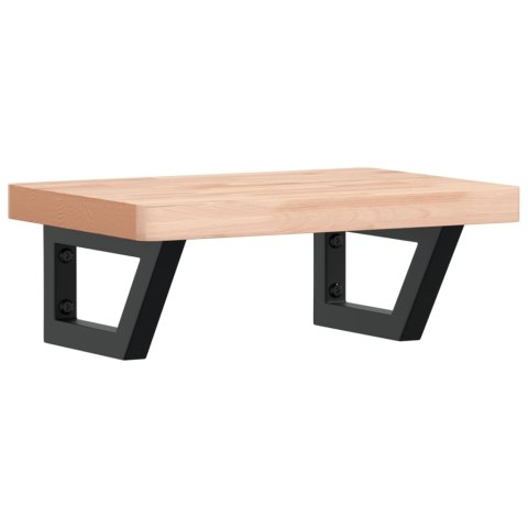 Półka ścienna pod umywalkę, stal i lite drewno bukowe Lumarko!