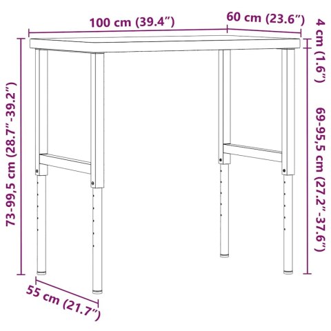Stolik roboczy, 100x60x(73-99,5) cm, prostokątny, akacjowy Lumarko!