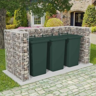Gabion osłonowy na 3 kosze na śmieci, stalowy, 250x100x120 cm Lumarko!