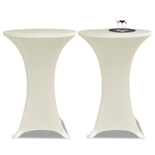 Obrus na stół barowy Ø 60 cm kremowy rozciągany 2 szt Lumarko!