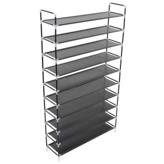  Stojak na buty z 10 półkami, metal i włóknina, czarny Lumarko!