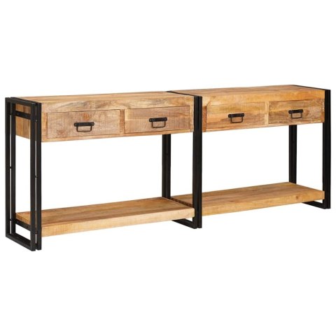 Stoliki konsolowe 2 pcs Brązowy 200 x 33 x 75 cm Drewno z mango Lumarko!