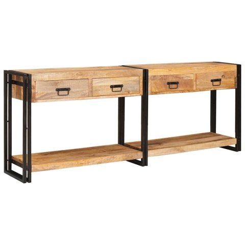 Stoliki konsolowe 2 pcs Brązowy 200 x 33 x 75 cm Drewno z mango Lumarko!