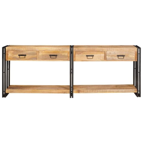Stoliki konsolowe 2 pcs Brązowy 200 x 33 x 75 cm Drewno z mango Lumarko!