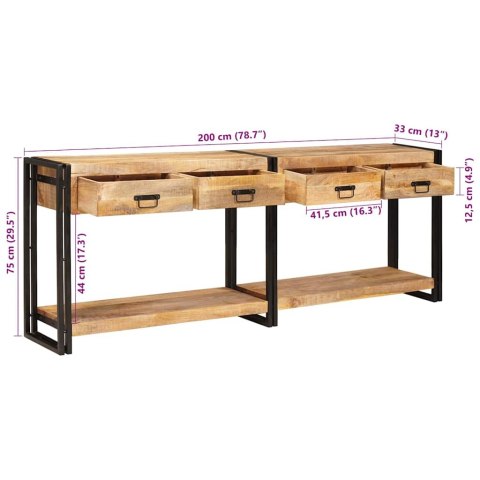 Stoliki konsolowe 2 pcs Brązowy 200 x 33 x 75 cm Drewno z mango Lumarko!