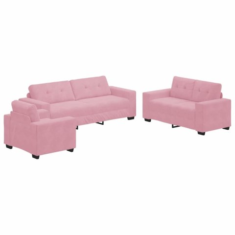 Zestaw Sof 3 pcs Różowy 221 x 80 x 80 cm Aksamit Lumarko!