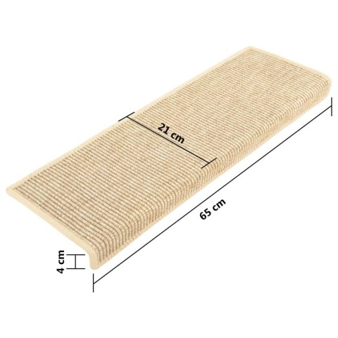 Maty na schody 15 szt. 65x21x4 cm Jasnobeżowe, prostokątne krawędzie Lumarko!