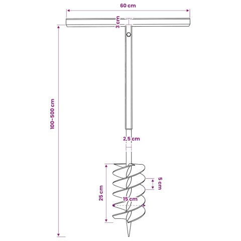  Świder glebowy z uchwytem, 150 mm, przedłużany, 5 m, stal  Lumarko!