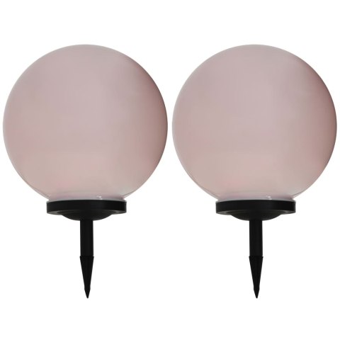 Lampy solarne do ogrodu, 2 szt., LED, kuliste, 40 cm, RGB