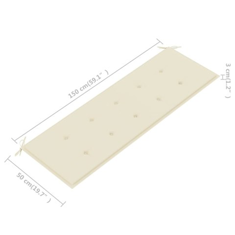 3-os. ławka ogrodowa z poduszką, 150 cm, lity eukaliptus