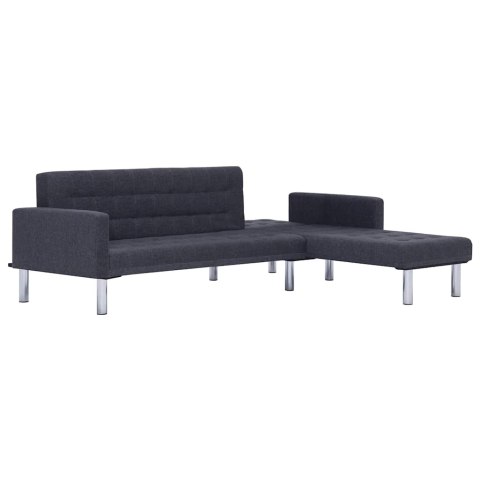 Sofa w kształcie litery L z funkcją spania Ciemnoszary poliester