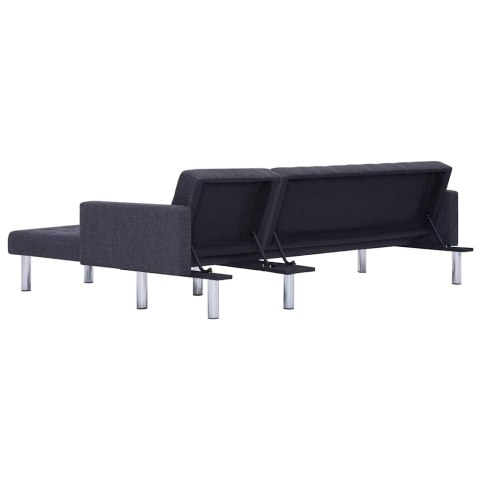 Sofa w kształcie litery L z funkcją spania Ciemnoszary poliester