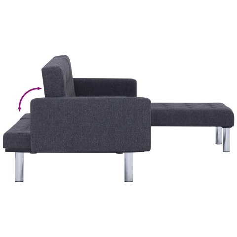 Sofa w kształcie litery L z funkcją spania Ciemnoszary poliester