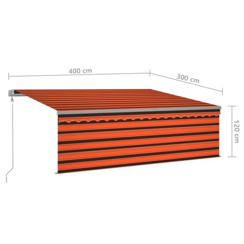 Automatyczna markiza z zasłoną, 4x3 m, pomarańczowo-brązowa