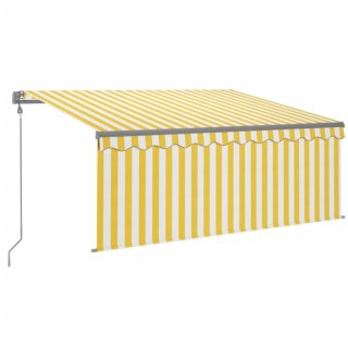 Automatycznie zwijana markiza z zasłoną, 3x2,5 m, żółto-biała