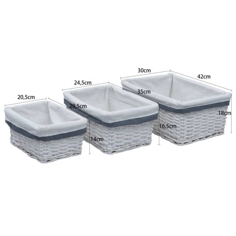  3-cz. zestaw koszy, biała wiklina Lumarko!