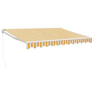 Zwijana markiza, żółto-biała, 3,5x2,5 m, tkanina i aluminium