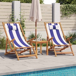 Składane krzesła plażowe, 2 szt., niebiesko-białe