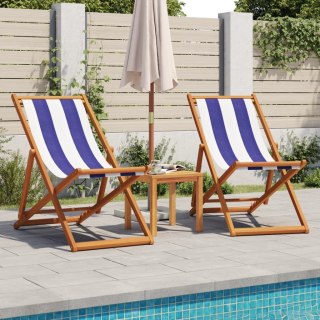 Składane krzesła plażowe, 2 szt., niebiesko-białe