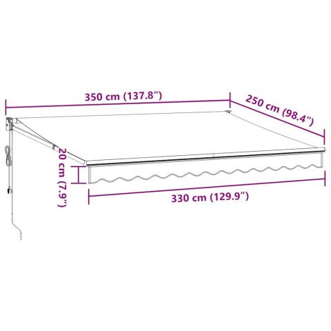 Automatycznie zwijana markiza, burgundowa, 350x250 cm