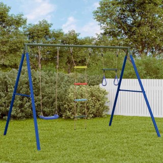 Ogrodowy plac zabaw z huśtawką, trapezem i drabinką