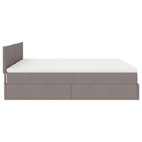 Rama łóżka otomana z materacami, taupe, 180x200 cm, tkanina