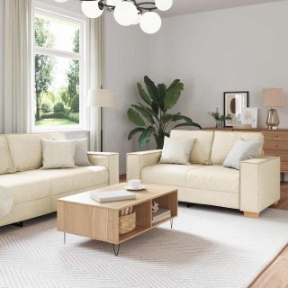 Zestaw Sof 3 pcs Beżowy 220 x 80 x 84 cm Tkanina lniana