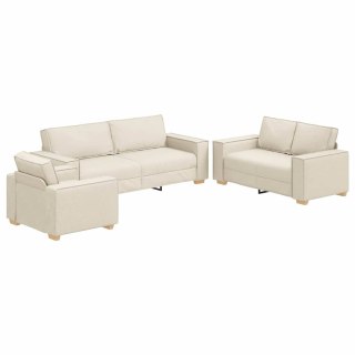 Zestaw Sof 3 pcs Beżowy 220 x 80 x 84 cm Tkanina lniana