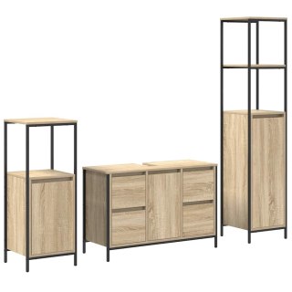 Zestaw mebli łazienkowych z szufladą 3 pcs Dąb sonoma i czarny