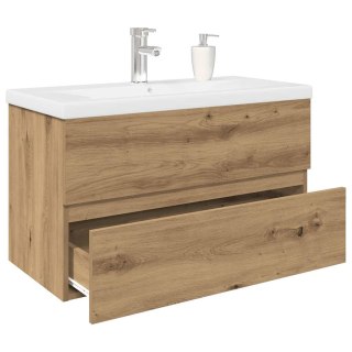 Szafka pod umywalkę z wbudowaną umywalką i baterią dąb artisan