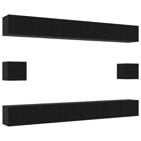 Zestaw szafek RTV 8 pcs Czarny Dąb Materiał drewnopochodny