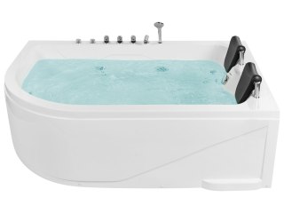 Wanna narożna z hydromasażem LED CALAMA Lewostronny 180 x 120 cm Biały