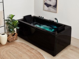 Wanna narożna z hydromasażem LED VARADERO Prawostronny 183 x 90 cm Czarny