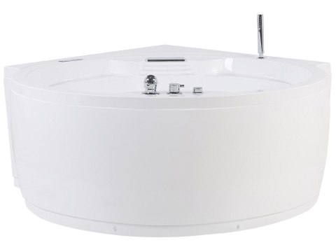 Wanna narożna z hydromasażem LED MILANO Wbudowany głośnik Bluetooth 181 x 150 cm Biały