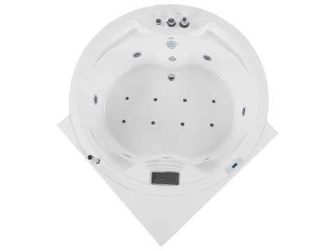 Wanna narożna z hydromasażem LED MILANO Wbudowany głośnik Bluetooth 181 x 150 cm Biały