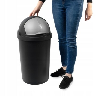Curver Kosz Na Śmieci Uchylny Bullet Bin 50l Czarno-Srebrny 229639...