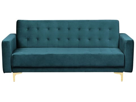 Sofa rozkładana dla 3 osób ABERDEEN Welur Lazurowy
