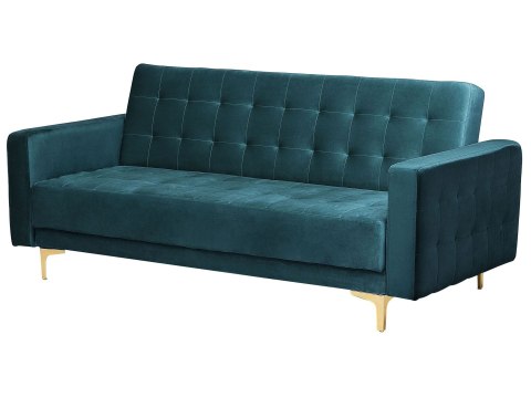 Sofa rozkładana dla 3 osób ABERDEEN Welur Lazurowy