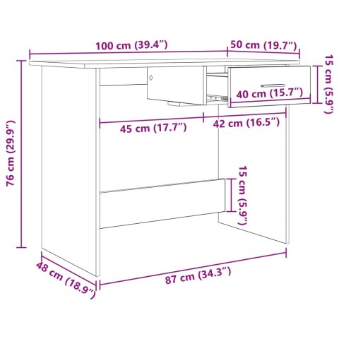 Biurko Czarny dąb 100 x 50 x 76 cm Materiał drewnopochodny Lumarko!