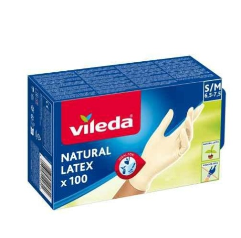 Vileda Rękawice Natural Latex 100szt S/M 6,5-7,5 179652..