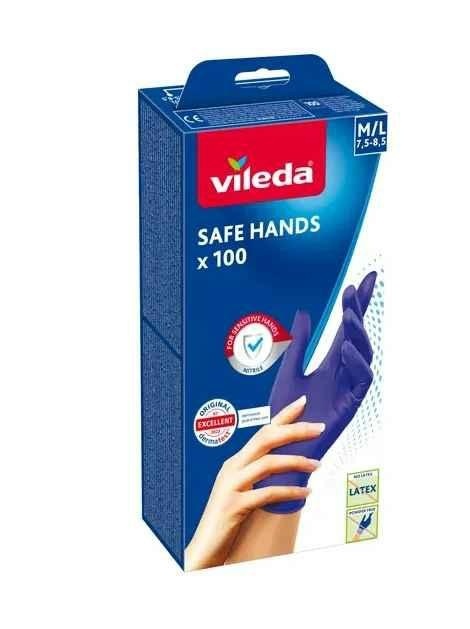 Vileda Rękawice Nitrylowe Safe Hands 100szt M/L 7,5-8,5 167824..