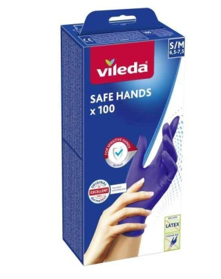 Vileda Rękawice Nitrylowe Safe Hands 100szt S/M 6,5-7,5 167821...