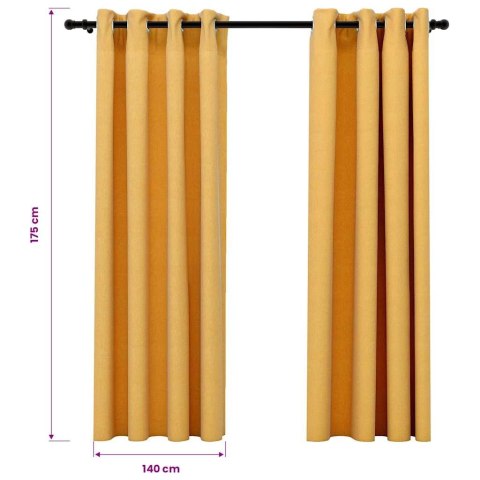  Zasłony stylizowane na lniane, 2 szt., żółte, 140x175 cm Lumarko!