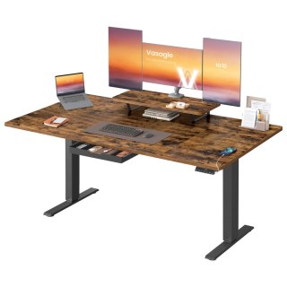Biurko elektryczne regulowane 160 x 80 cm rustykalny brąz